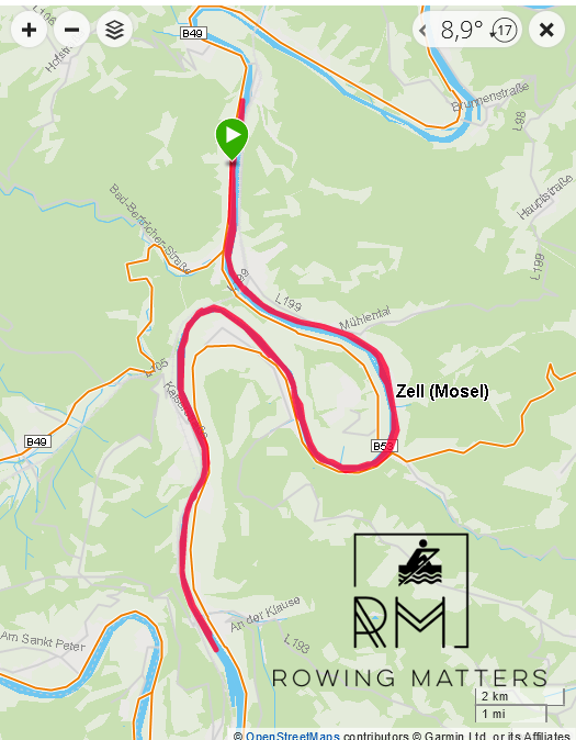 Die Strecke meiner Wanderfahrt. Ein Screenshot von Garmin Connect bzw. OpenStreetMaps.